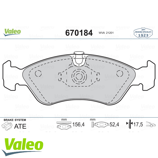 VALEO 670184 Fren Balatası Ön - . Görsel