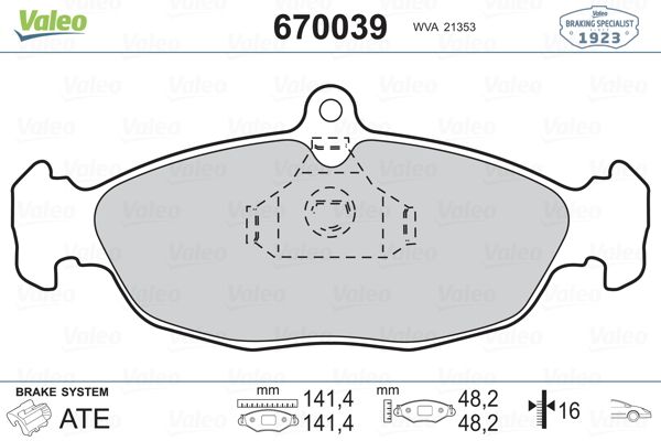 VALEO 670039 Fren Balatası Ön