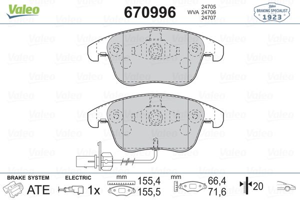 VALEO 670996 Fren Balatası Ön - . Görsel