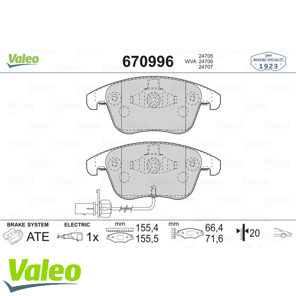 VALEO 670996 Fren Balatası Ön - . Görsel