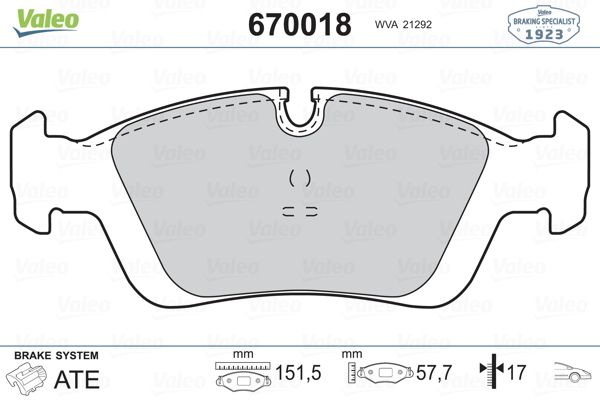 VALEO 670018 Fren Balatası Ön