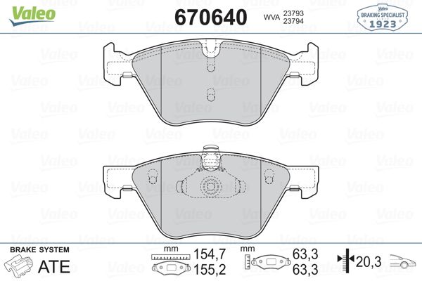 VALEO 670640 Fren Balatası Ön