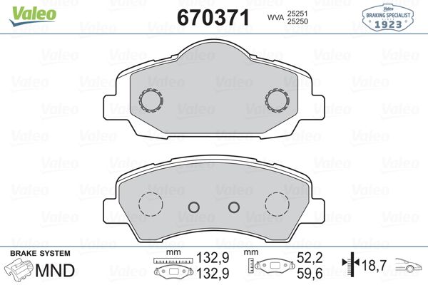 VALEO 670371 Fren Balatası Ön