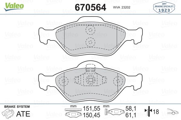 VALEO 670564 Fren Balatası Ön