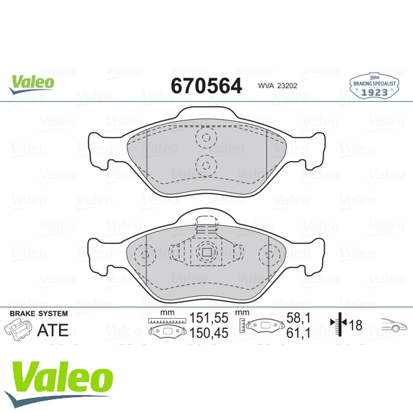 VALEO 670564 Fren Balatası Ön - . Görsel