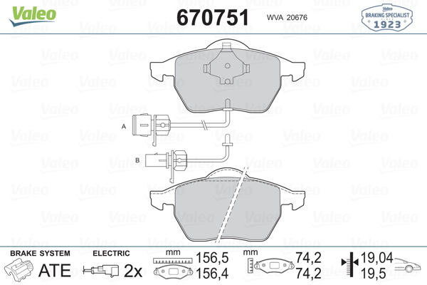 VALEO 670751 Fren Balatası Ön - . Görsel