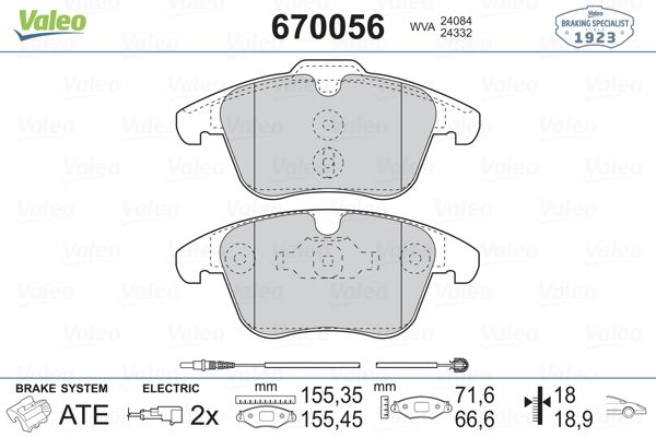 VALEO 670056 Fren Balatası Ön