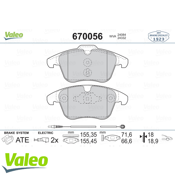 VALEO 670056 Fren Balatası Ön - . Görsel