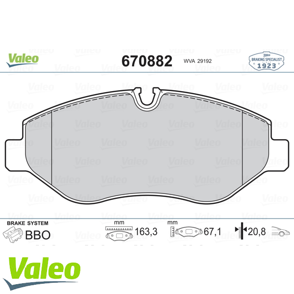 VALEO 670882 Fren Balatası Ön - . Görsel