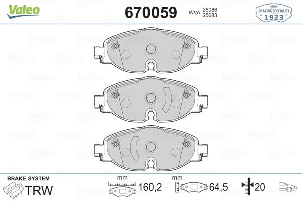 VALEO 670059 Fren Balatası Ön