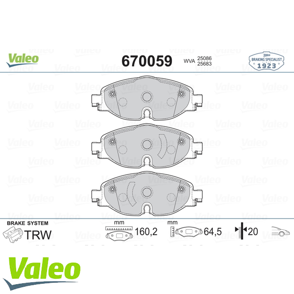 VALEO 670059 Fren Balatası Ön - . Görsel