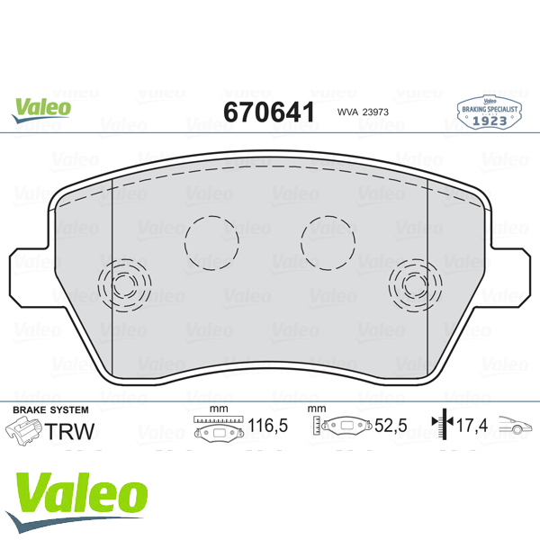 VALEO 670641 Fren Balatası Ön - . Görsel