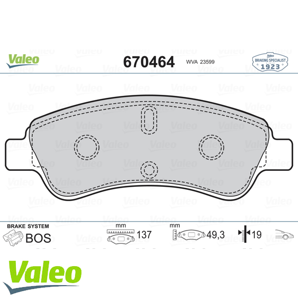 VALEO 670464 Fren Balatası Ön - . Görsel