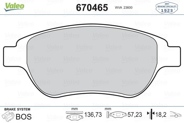 VALEO 670465 Fren Balatası Ön