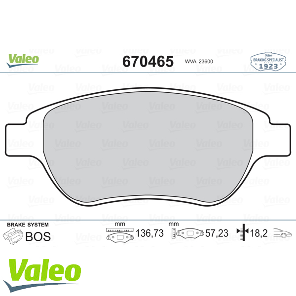 VALEO 670465 Fren Balatası Ön - . Görsel