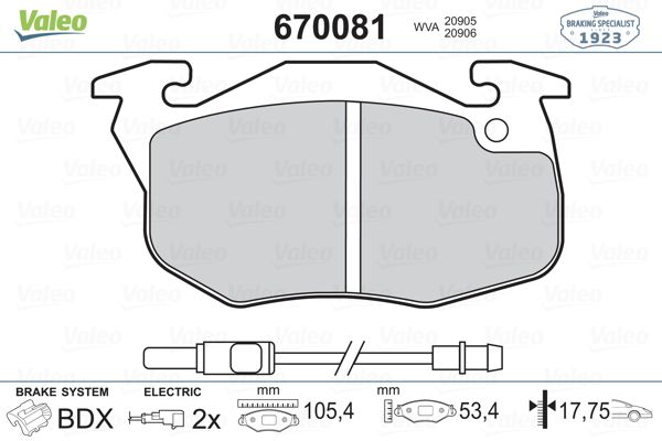 VALEO 670081 Fren Balatası Ön