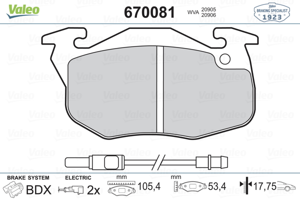 VALEO 670081 Fren Balatası Ön - . Görsel