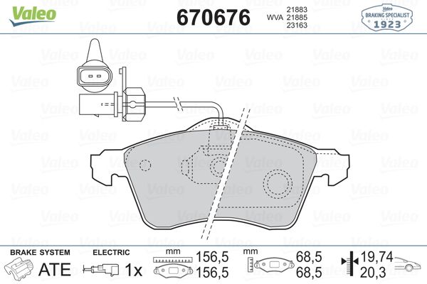 VALEO 670676 Fren Balatası Ön