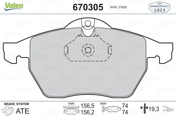 VALEO 670305 Fren Balatası Ön