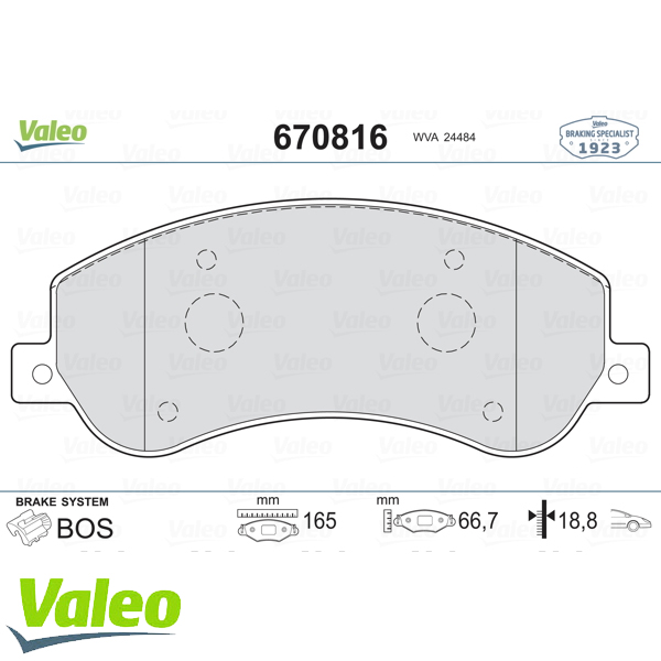 VALEO 670816 Fren Balatası Ön - . Görsel
