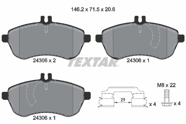 TEXTAR 2430602 Fren Balatası Ön