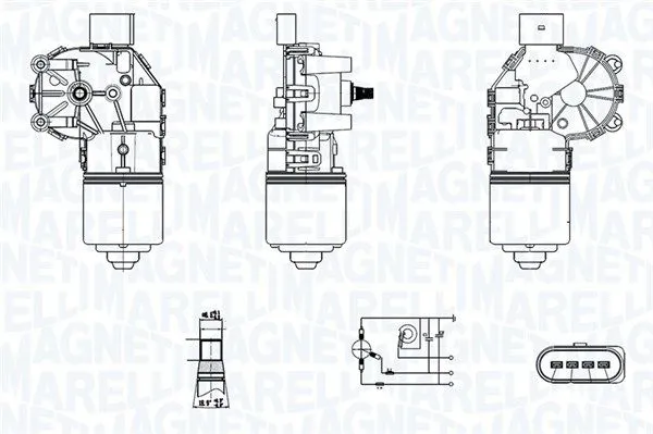 Silecek Mekanizma Motoru Arka MAGNETI MARELLI 064350006010
