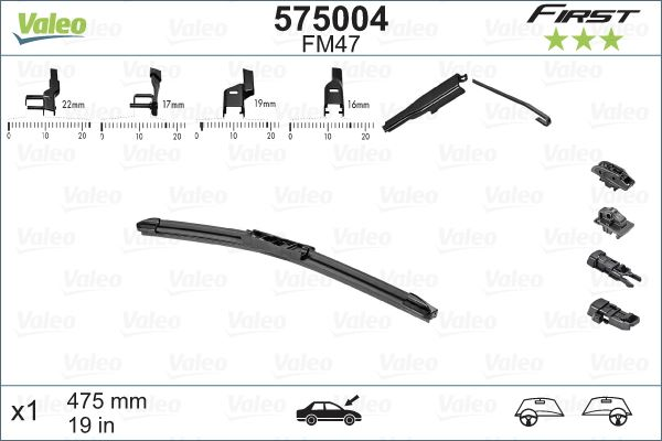 Silecek Süpürgesi Ön  475 mm - 19 inç VALEO 575004