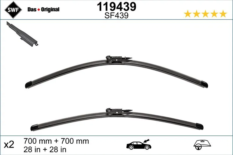 Silecek Süpürgesi Ön  700/700 mm - 28/28 inç BSG 30-992-040