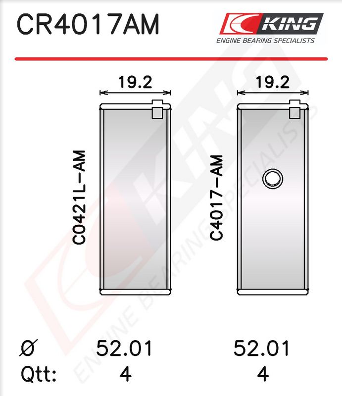 Biyel Yatak Çanağı KING CR4017AM0.5