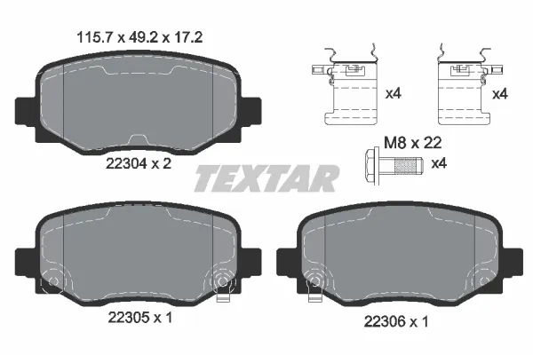 TEXTAR 2230401 Fren Balatası Arka
