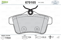 VALEO 670105 Fren Balatası Arka