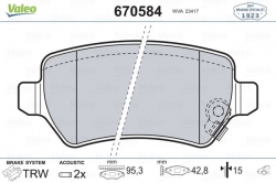 VALEO 670584 Fren Balatası Arka