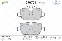 VALEO 670701 Fren Balatası Arka