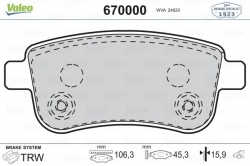 VALEO 670000 Fren Balatası Arka