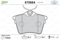 VALEO 670664 Fren Balatası Arka