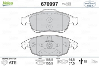 VALEO 670997 Fren Balatası Ön