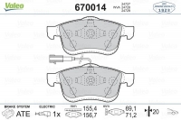 VALEO 670014 Fren Balatası Ön