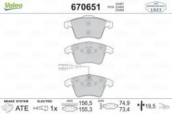 VALEO 670651 Fren Balatası Ön