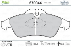 VALEO 670044 Fren Balatası Ön