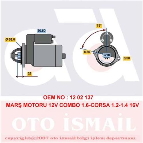 Marş Motoru 12V Combo 1.6 Corsa 1.2 1.4 0001107401 - . Görsel