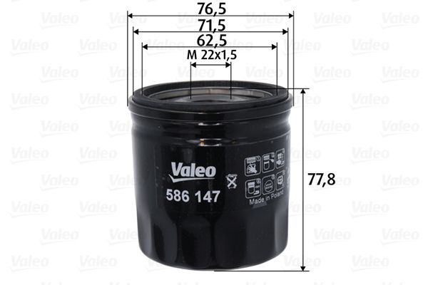VALEO 586147 Yağ Filtresi