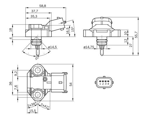 BOSCH 0261230112 Yakıt Basınç/Sıcaklık Sensörü - . Görsel