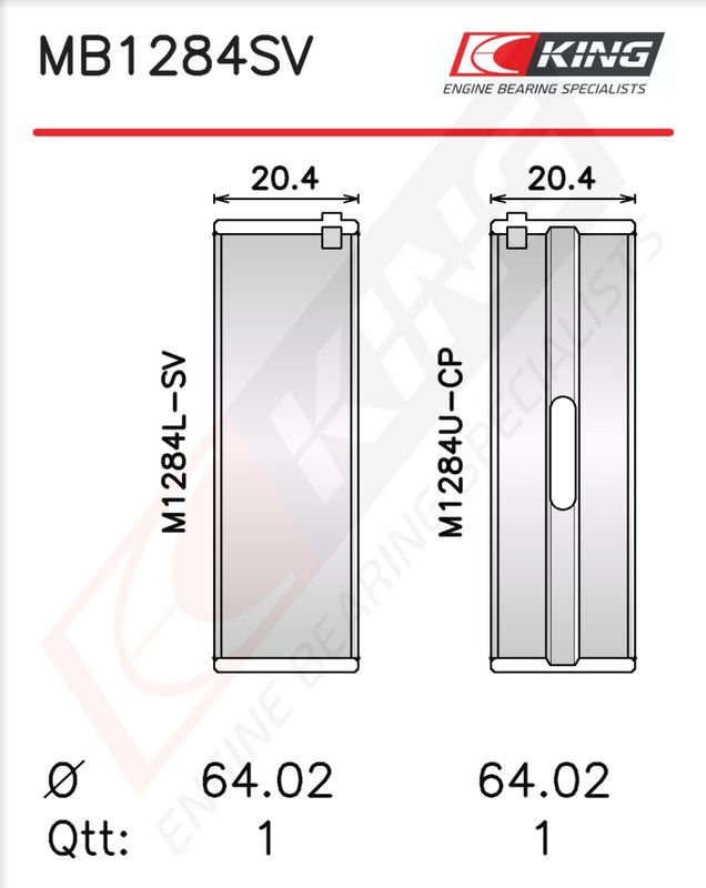 Krank Mili Yatak Çanağı Seti KING MB1284SV0.5